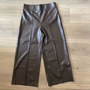 Zara Brown Faux Leather Culottes Size L